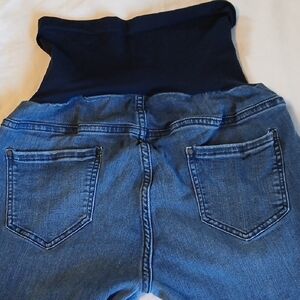 Indigo Blue Women's Size L Maternity Jeans with Black Panel